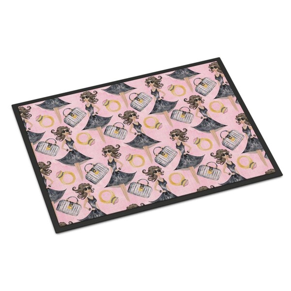 Carolines Treasures Watercolor Fashion Diva on Pink Indoor or Outdoor Mat, 18 x 27 in. BB7500MAT - main